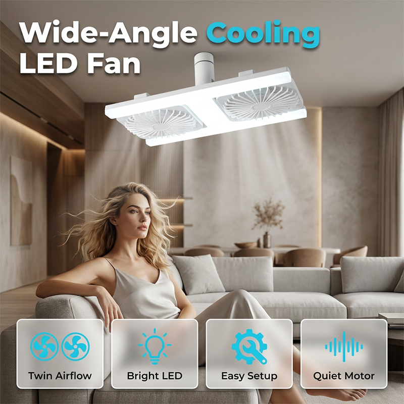 💡Limited Time 50% Off | 2-in-1 LED Ceiling Fan with Light, Quiet Cooling & Super Bright Lamp, Tool-Free Easy Installation