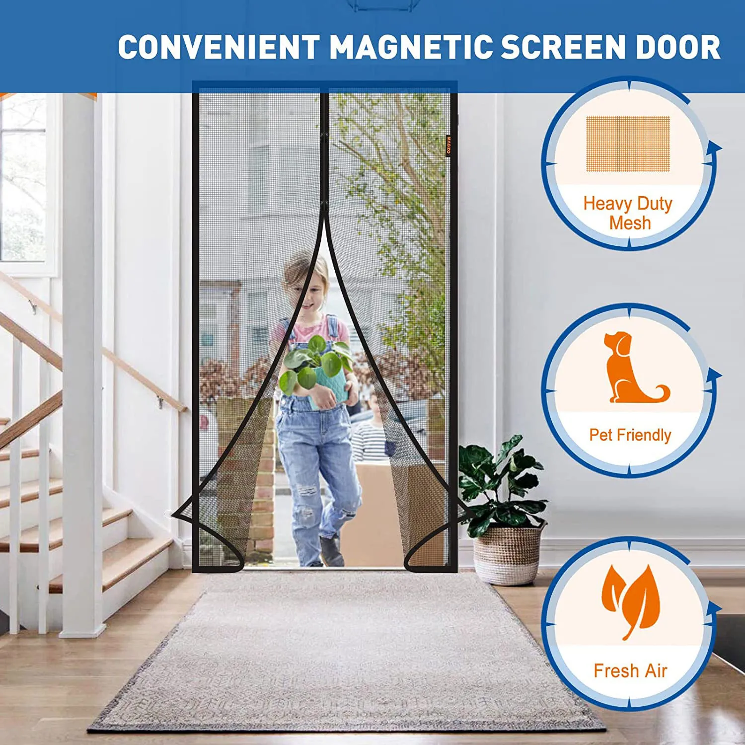🔥Magnetic Self-Closing Mesh Screen Door | Pet Friendly Bug Net Curtain