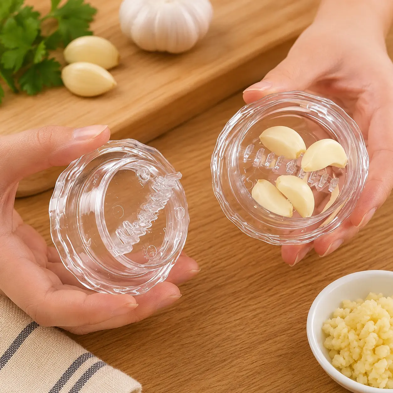 Manual Garlic Twister & Masher - Multi-Functional Mincer for Garlic, Onion, Ginger, Herbs, Nuts - Impact-Resistant Kitchen Gadget & Home Accessory