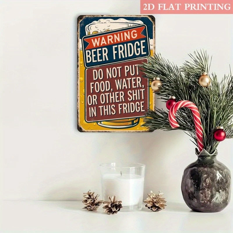 Funny Beer Warning Fridge Magnet Retro Tin Metal Signs Home Décor 8x12