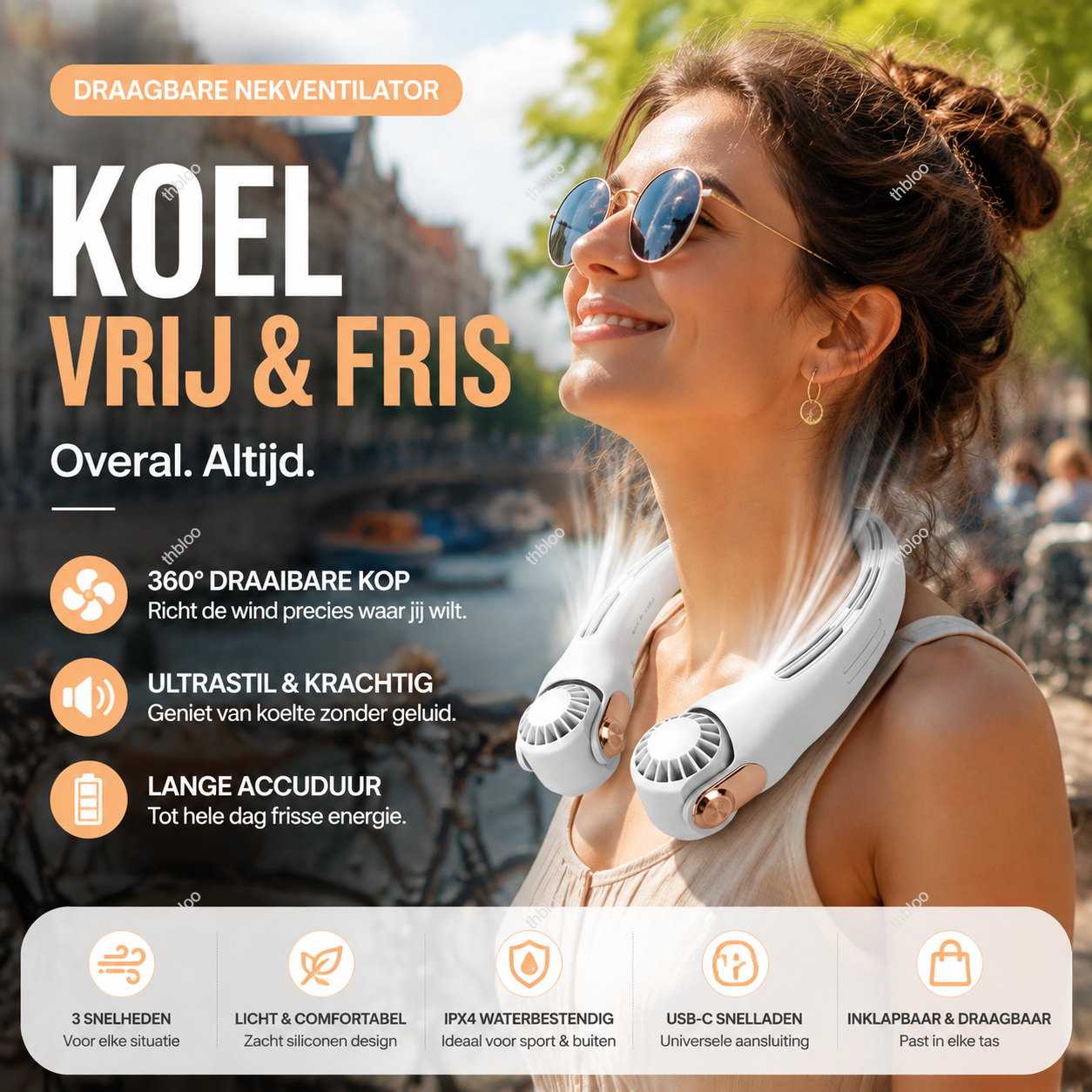 ❄️ Nek-aircoventilator – Ultra-quiet personal cooling fan for summer