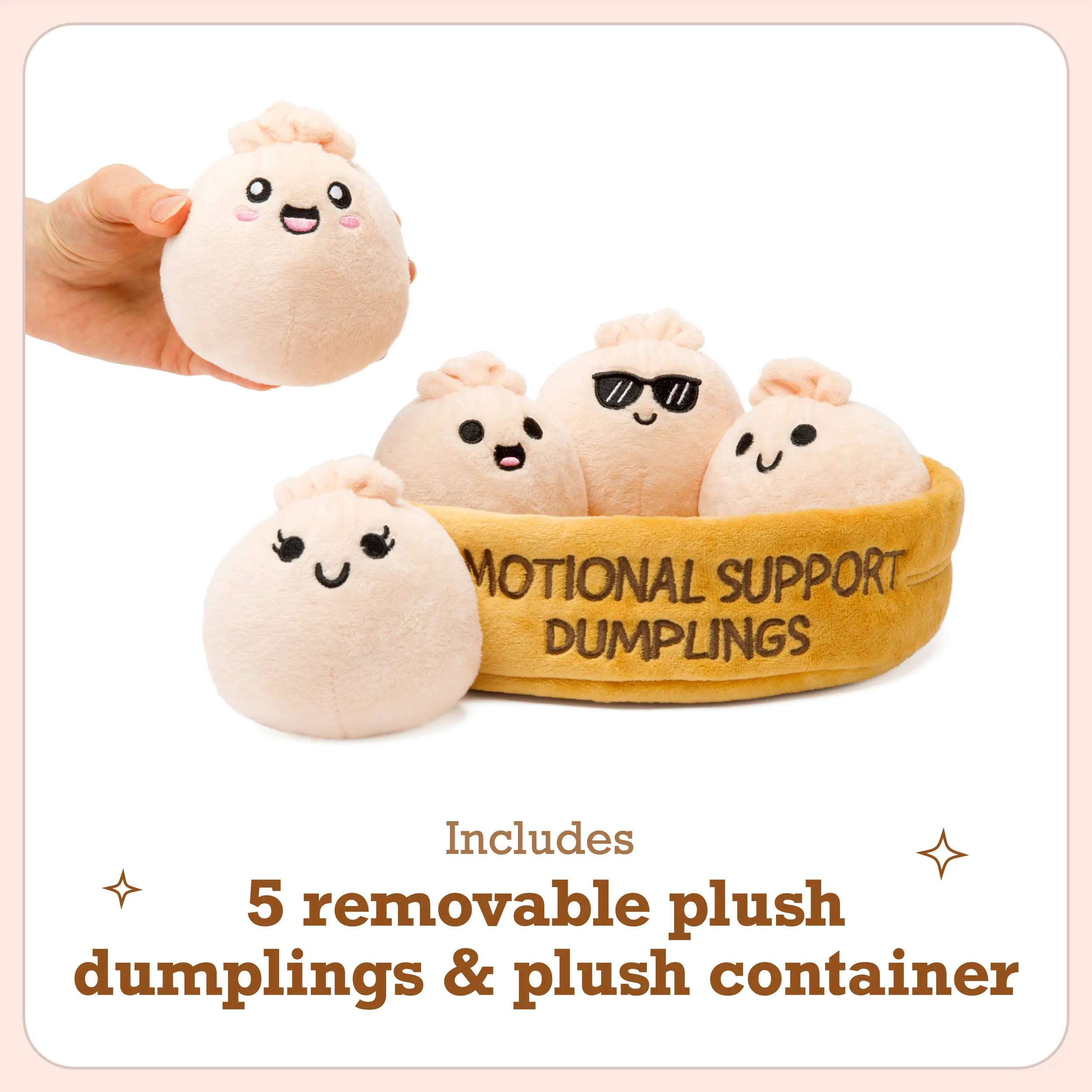 Soft Cuddly Dumpling Stuffed Animal Set, Portable Basket Included, Lovely Gifts for family