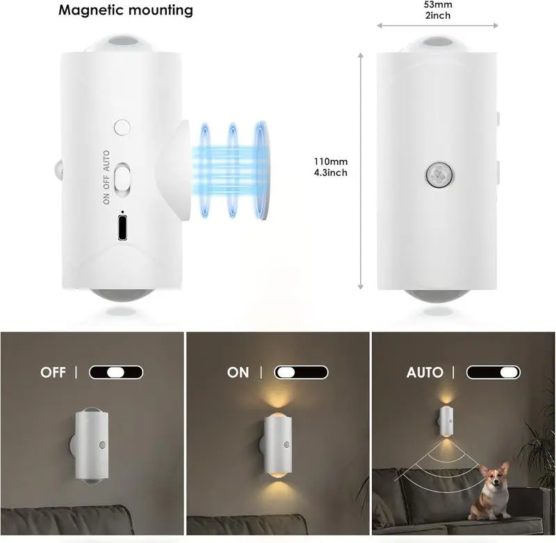 Smart Rechargeable RGB LED Night Light with Motion Sensor