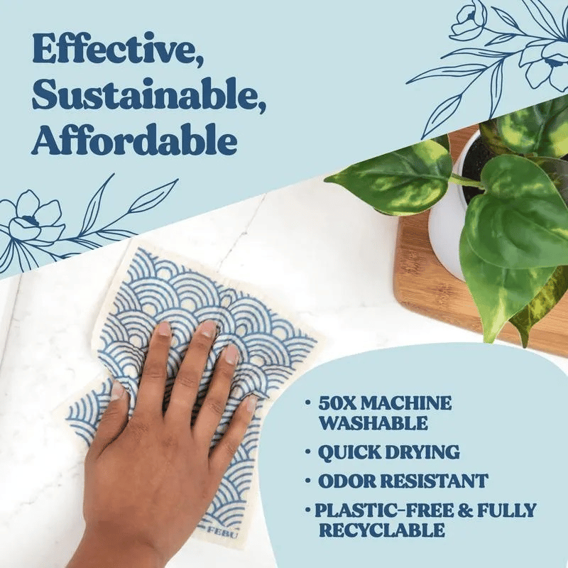 ✨5 Pack Swedish Dishcloths, Reusable Eco-Friendly Cellulose Kitchen Cleaning Cloths, Ultra Absorbent Washable Dish Rags for Washing Dishes & Counter Wiping