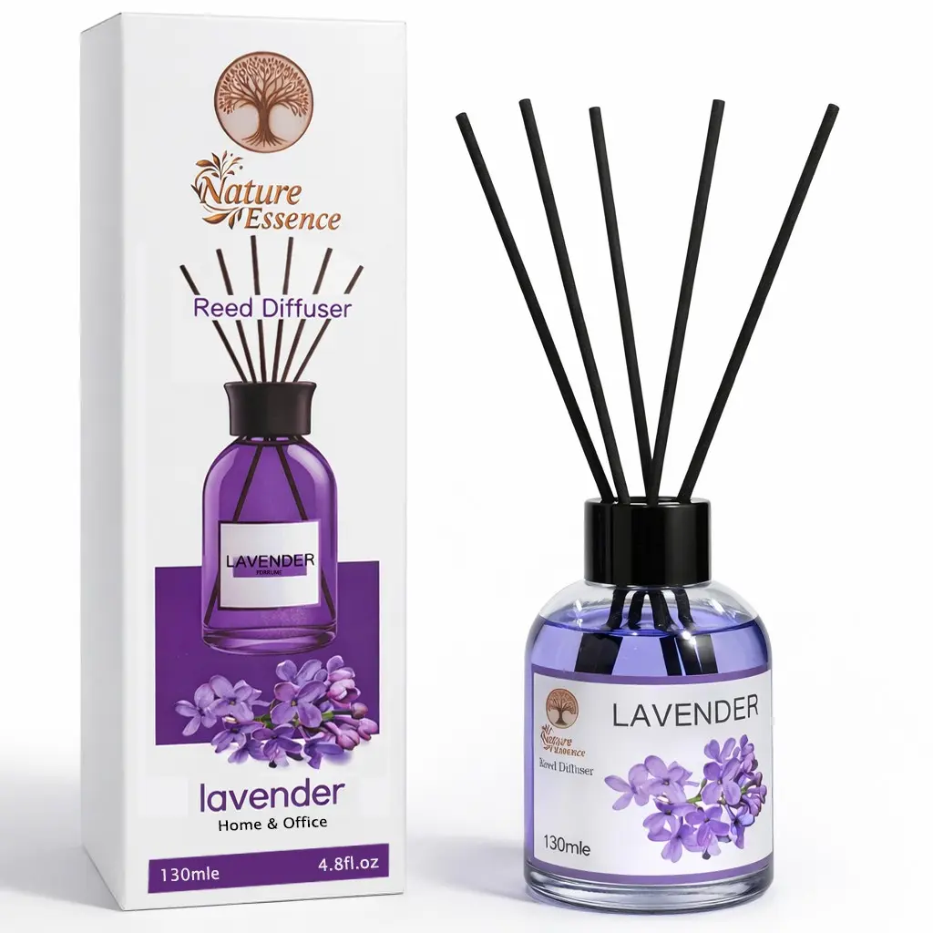 130ml Reed Diffuser Set with Natural Rattan Sticks, Long-Lasting Scented Fragrance Oil, Glass Bottle Aromatherapy Diffuser for Living Room, Bedroom, Bathroom & Office, Home Decor Gift