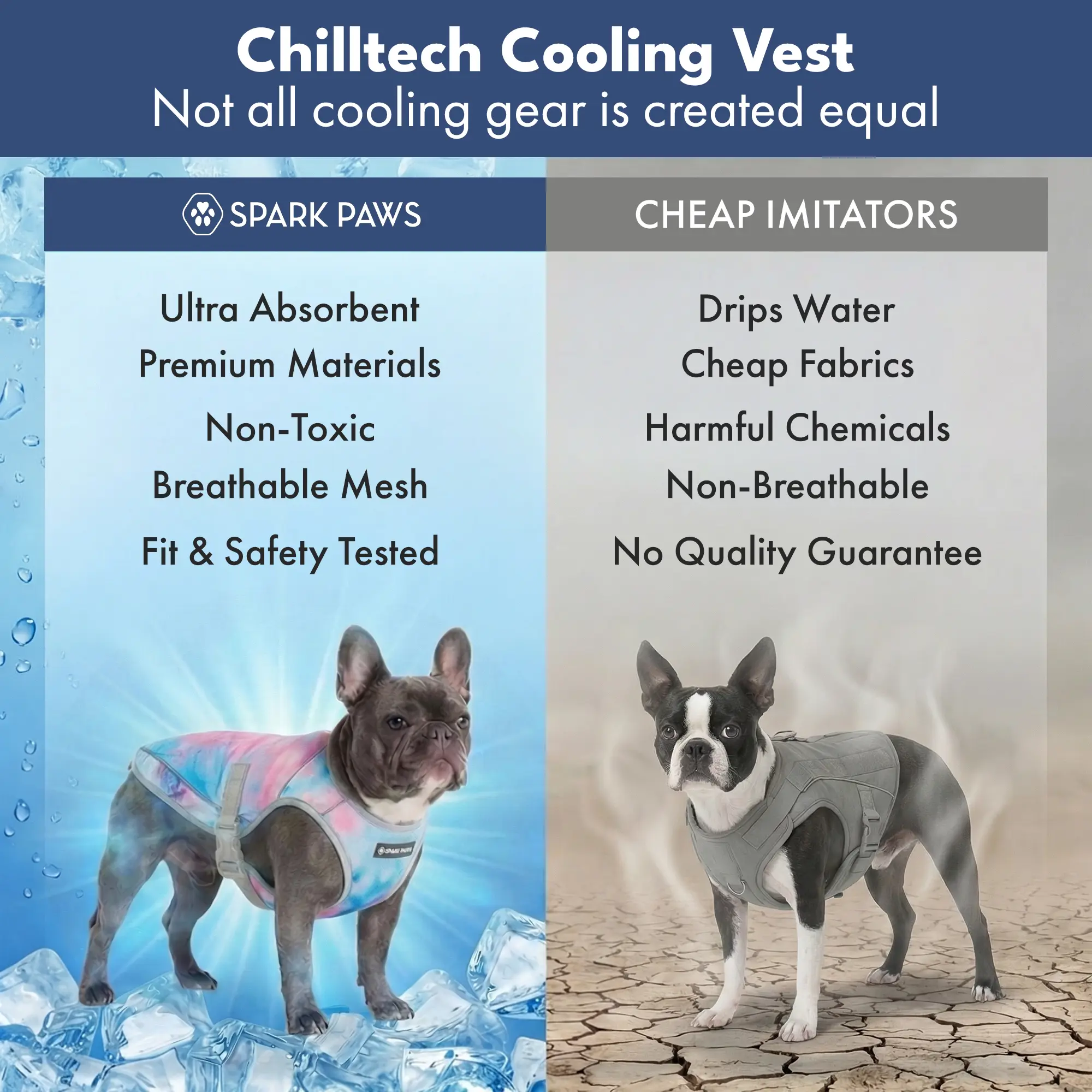 Spark Paws Chilltech Dog Cooling Vest - Lightweight & UV Protection