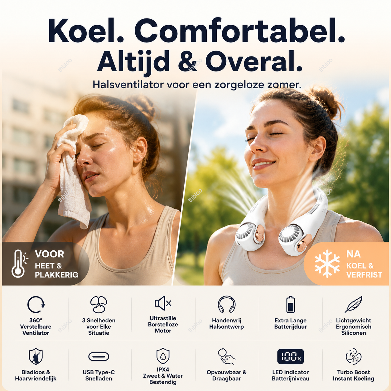 ❄️ Nek-aircoventilator – Ultra-quiet personal cooling fan for summer