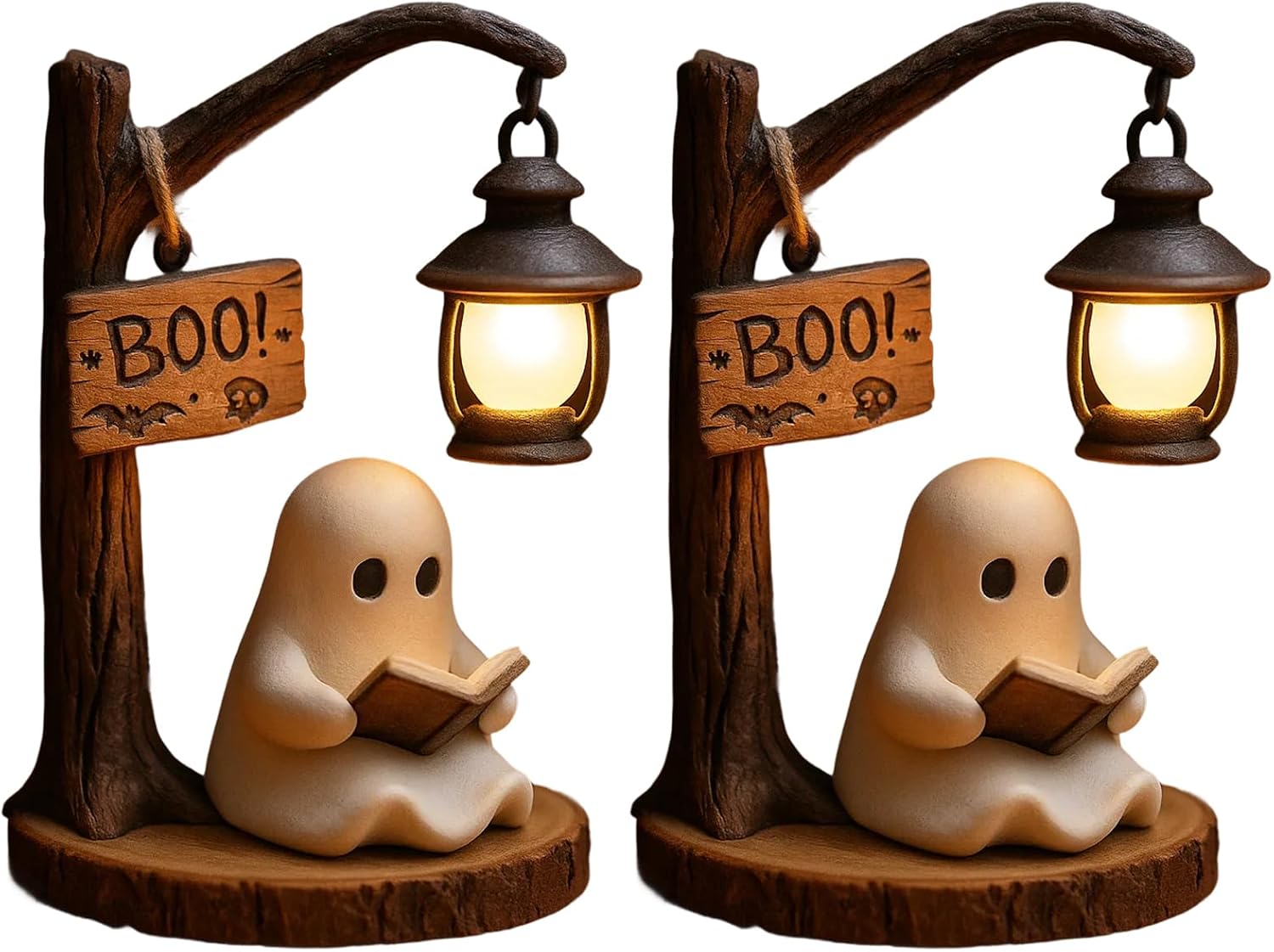 Cute Ghost Reading Lantern - Boo, Ghost Reading Book Lamp, Halloween Cute 3D LED Night Light, Ideal for desks, mantels (1 pcs)