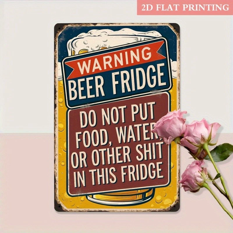 Funny Beer Warning Fridge Magnet Retro Tin Metal Signs Home Décor 8x12