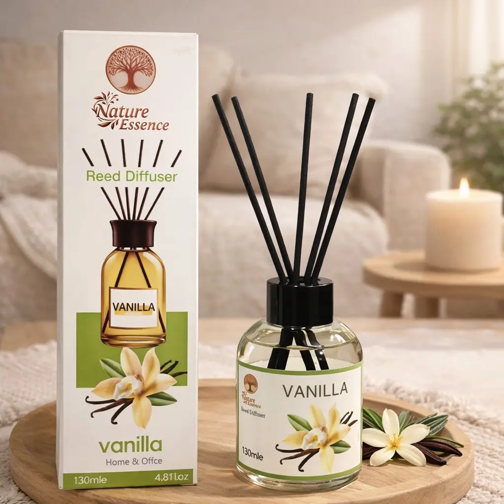 130ml Reed Diffuser Set with Natural Rattan Sticks, Long-Lasting Scented Fragrance Oil, Glass Bottle Aromatherapy Diffuser for Living Room, Bedroom, Bathroom & Office, Home Decor Gift