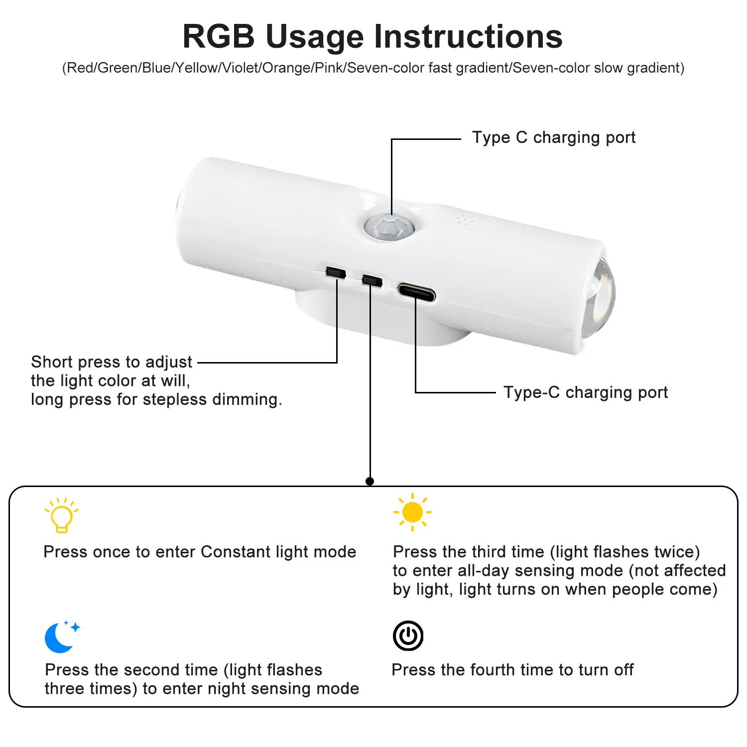 Smart RGB LED Night Lights with Motion Sensor