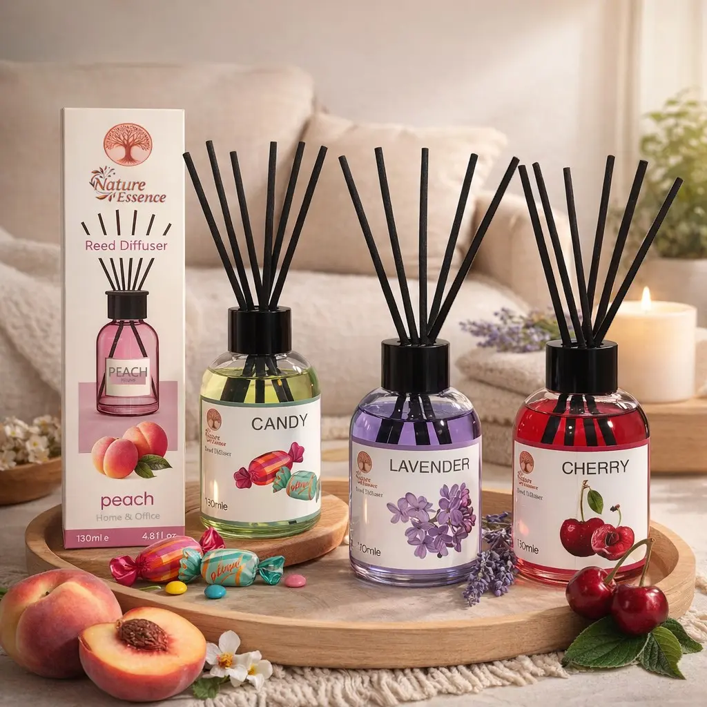 130ml Reed Diffuser Set with Natural Rattan Sticks, Long-Lasting Scented Fragrance Oil, Glass Bottle Aromatherapy Diffuser for Living Room, Bedroom, Bathroom & Office, Home Decor Gift