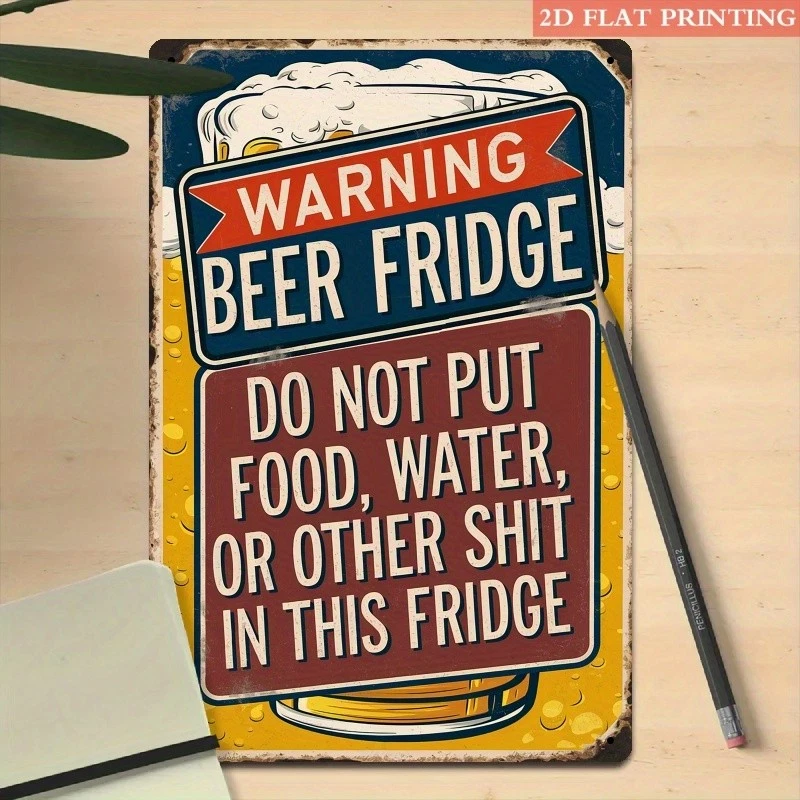 Funny Beer Warning Fridge Magnet Retro Tin Metal Signs Home Décor 8x12
