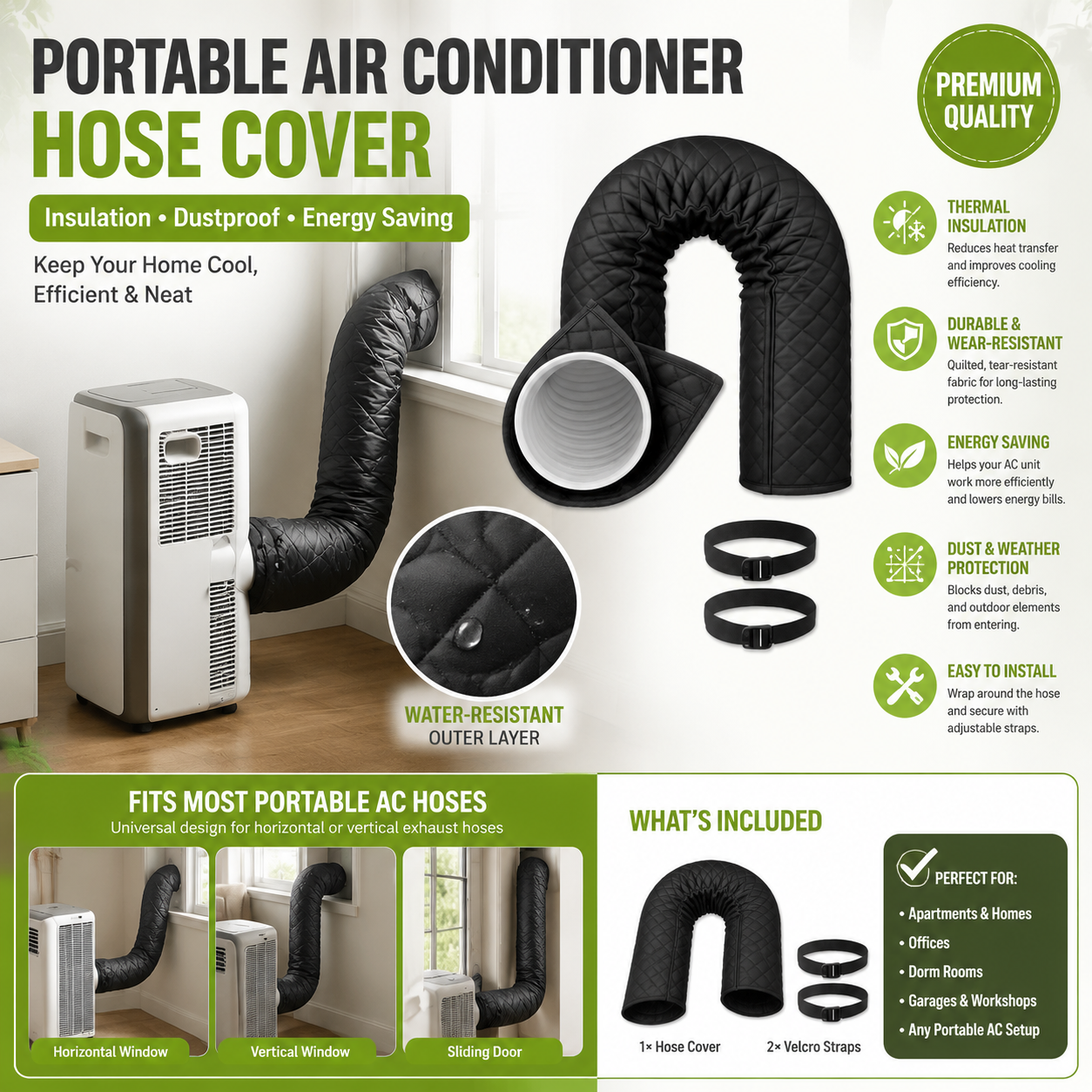 🥳 HOT SALE 2026 🥳 💞 50,000+ SOLD! 👵❤️ Protective cover for insulating air conditioner pipes – With zipper, reusable, offering both aesthetic protection and insulation for indoor AC pipes ❄️🏠