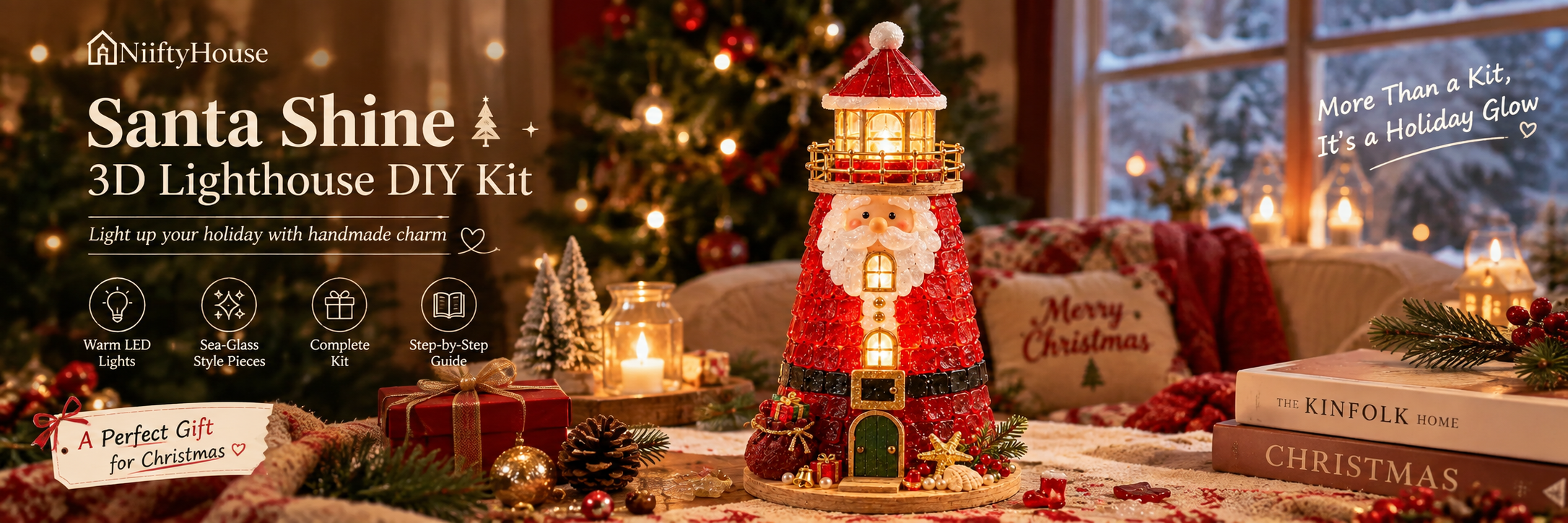 Christmas lighthouse home decoration