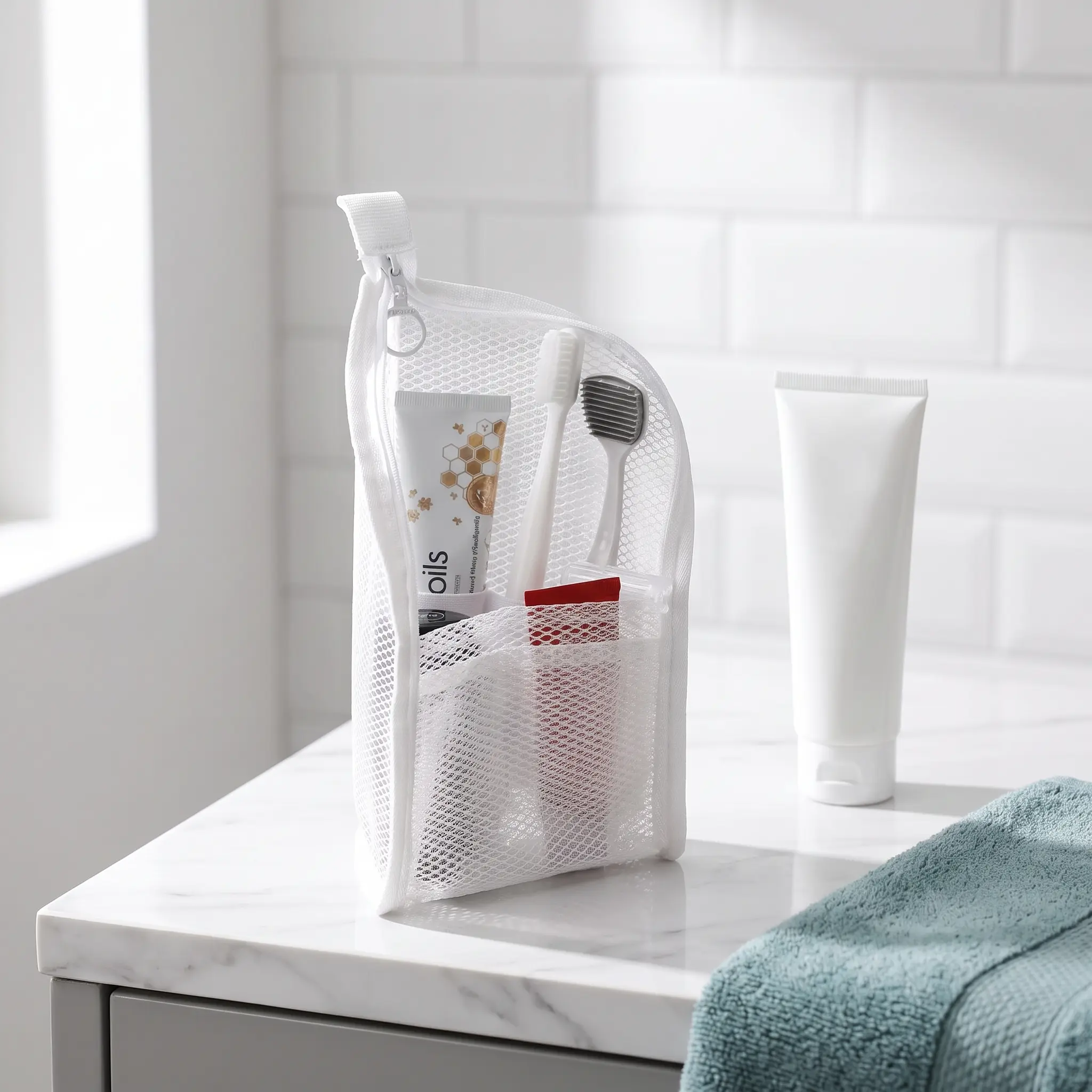 Mesh Zipper Toiletry Storage Pouch