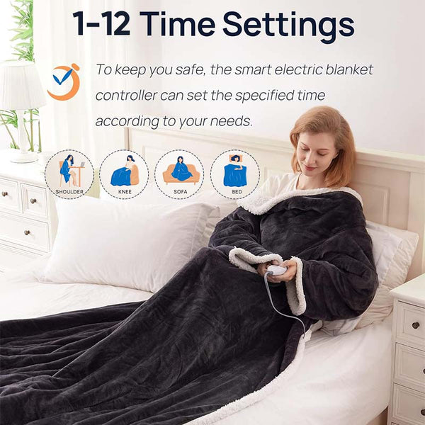 Electric WearableThrow Blanket with Sleeves