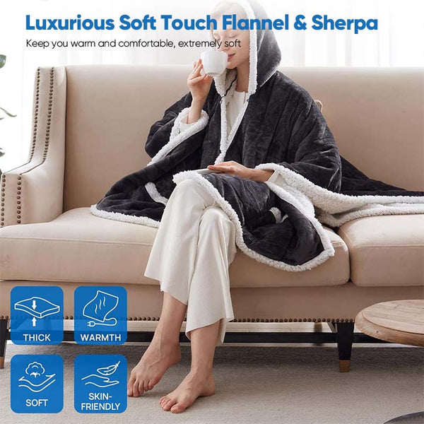 Electric WearableThrow Blanket with Sleeves