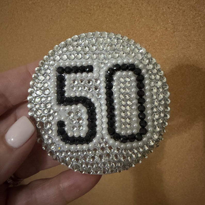 Personalized Rhinestone Number Button (3-inch) | Custom Game Day Spirit Bling