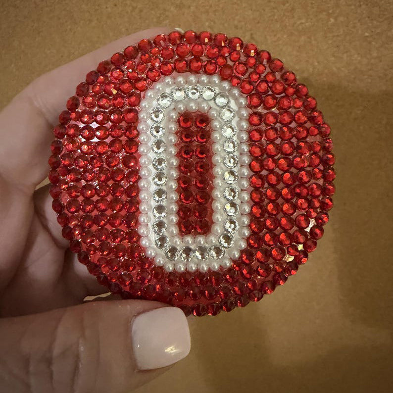 Personalized Rhinestone Number Button (3-inch) | Custom Game Day Spirit Bling