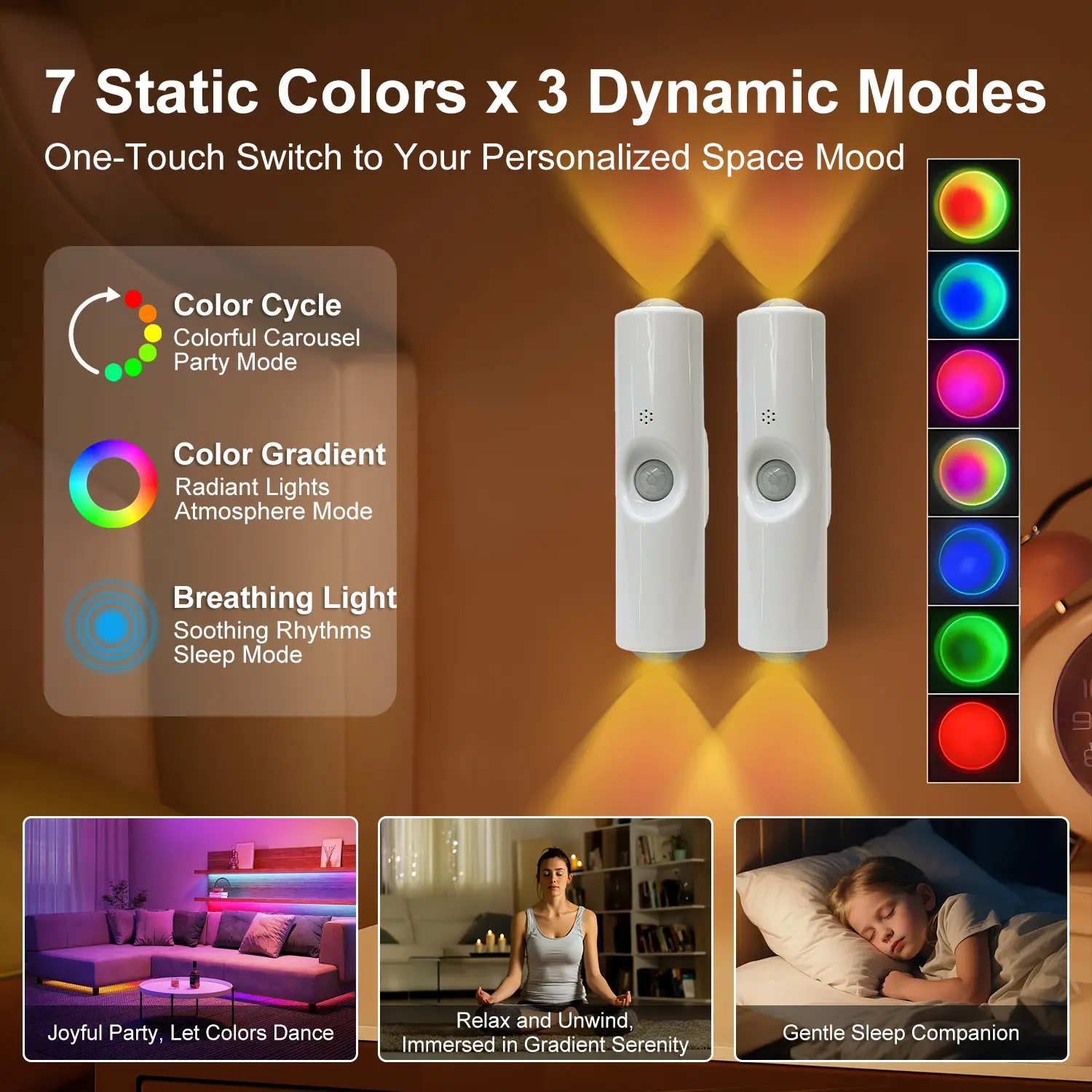 Smart RGB LED Night Lights with Motion Sensor