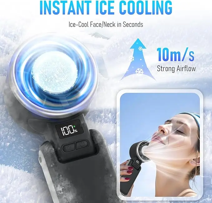 ❄️2026 World Cup Stadium Cooling Fan ✨ Upgraded Handheld High-Speed Fan with 100 Speed Settings, Foldable Portable Fan for Travel, Outdoor Soccer Match Viewing