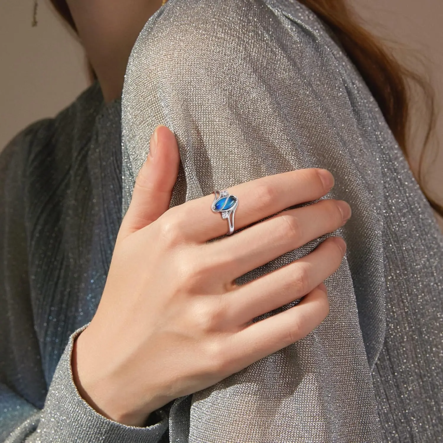925 Sterling Silver Mood Rings for Women - Color Change