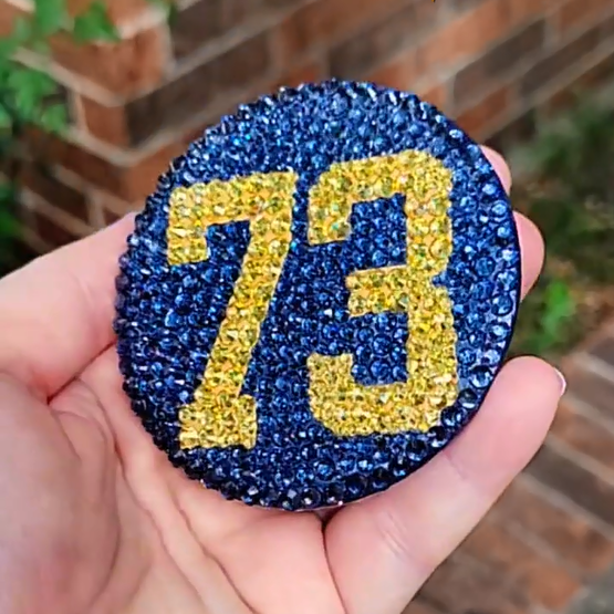 Personalized Rhinestone Number Button (3-inch) | Custom Game Day Spirit Bling