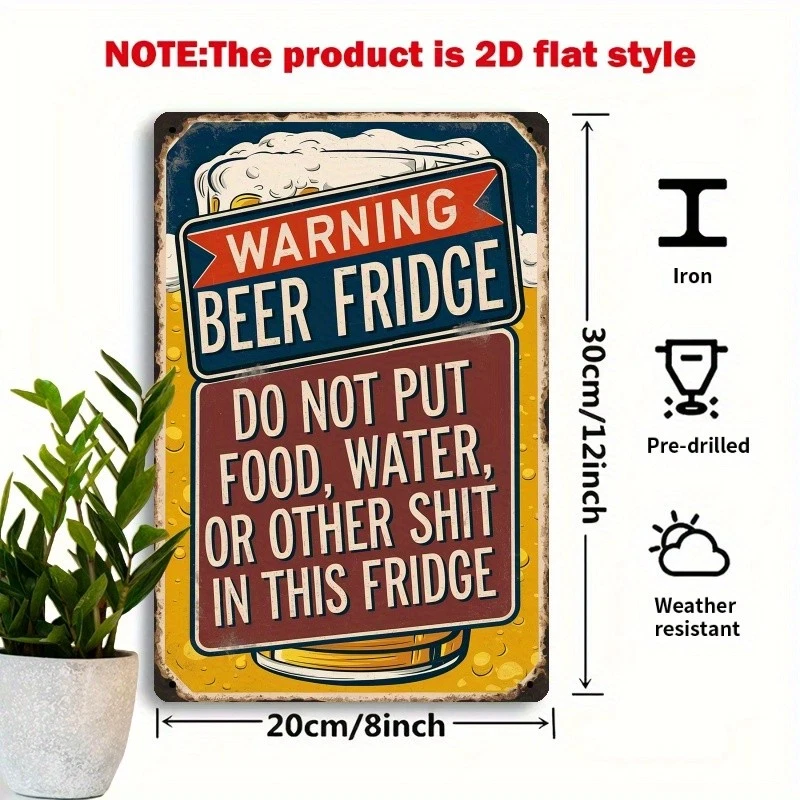 Funny Beer Warning Fridge Magnet Retro Tin Metal Signs Home Décor 8x12