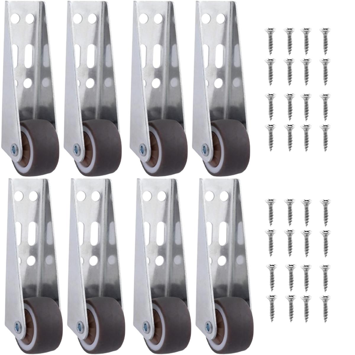 2/4/6/8PCS Side Mount Caster Wheels, Heavy Duty Support Wheels for Wooden Doors, Anti-Sag Sinking Door Bottom Pulley, Directional Mobility Rollers, Rubber Shaft Nylon Wheel&Aluminum Bracket, Smooth Quiet Sliding, Easy to Install Replacement Parts for Door