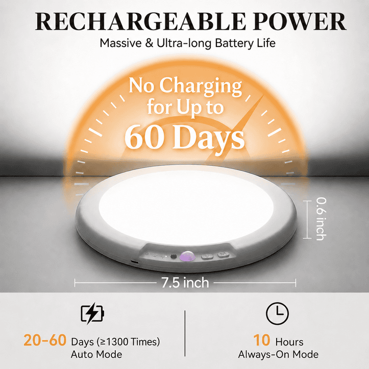  Motion Sensor Rechargeable Ceiling Light , 3 Color Modes, Motion Sensor with Remote, Wireless Battery-Operated Magnetic LED Lights for Shower, Closet, Pantry, Shed, Hallway, Porch, Garage