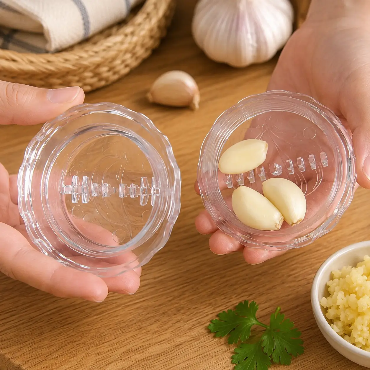 Manual Garlic Twister & Masher - Multi-Functional Mincer for Garlic, Onion, Ginger, Herbs, Nuts - Impact-Resistant Kitchen Gadget & Home Accessory