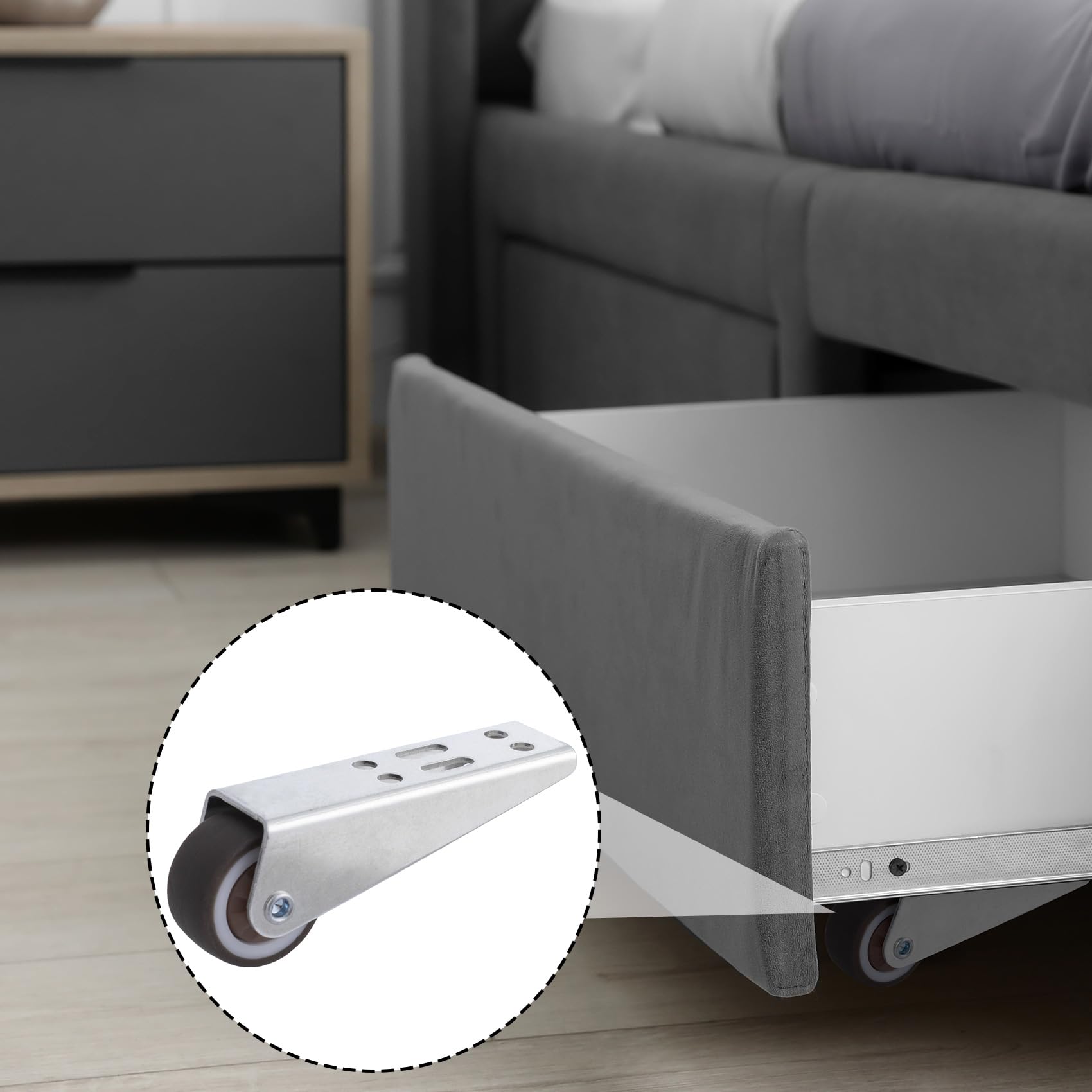 2/4/6/8PCS Side Mount Caster Wheels, Heavy Duty Support Wheels for Wooden Doors, Anti-Sag Sinking Door Bottom Pulley, Directional Mobility Rollers, Rubber Shaft Nylon Wheel&Aluminum Bracket, Smooth Quiet Sliding, Easy to Install Replacement Parts for Door
