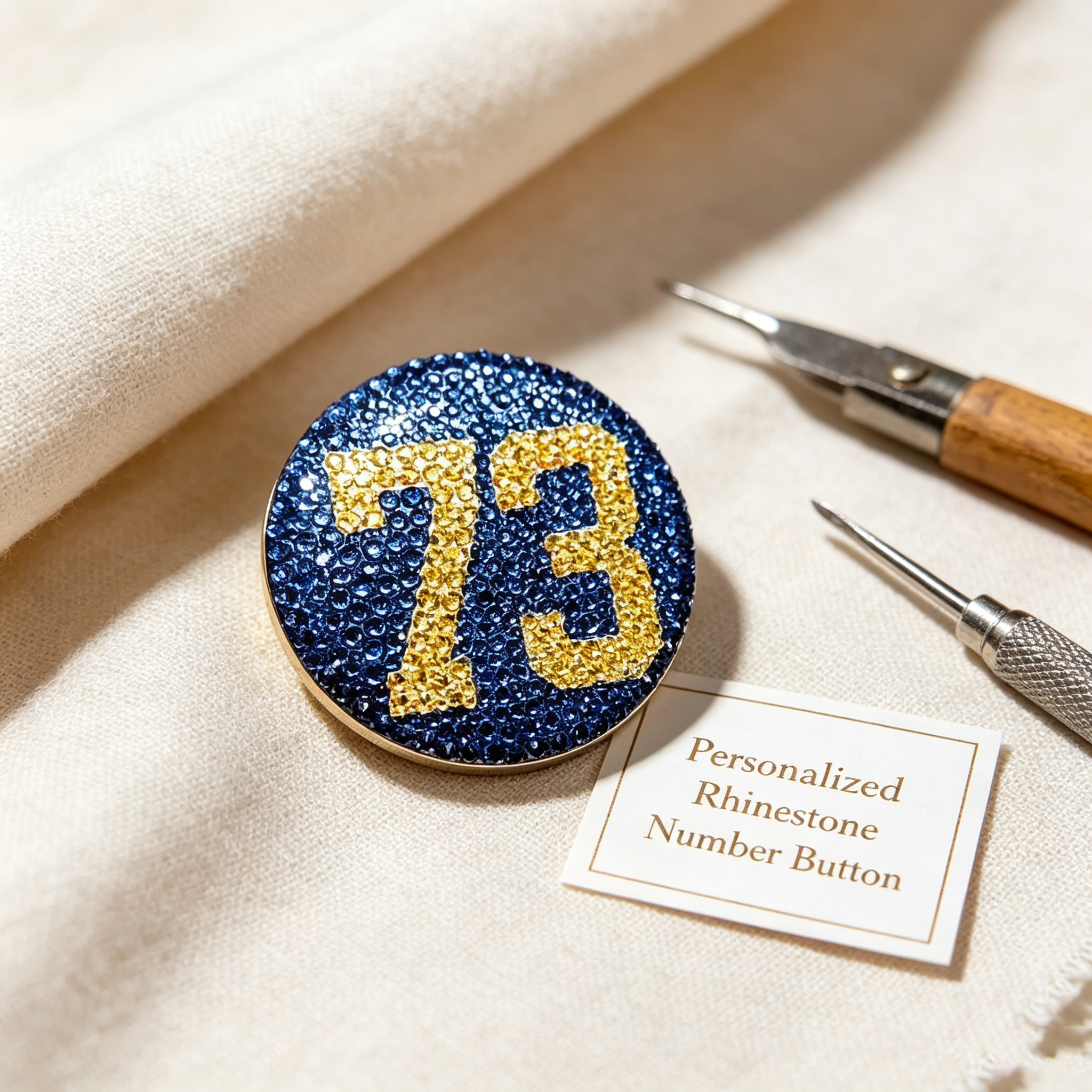 Personalized Rhinestone Number Button (3-inch) | Custom Game Day Spirit Bling