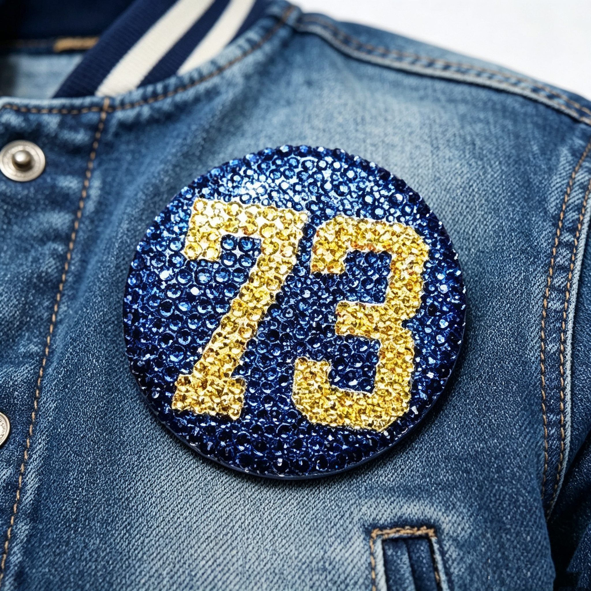 Personalized Rhinestone Number Button (3-inch) | Custom Game Day Spirit Bling
