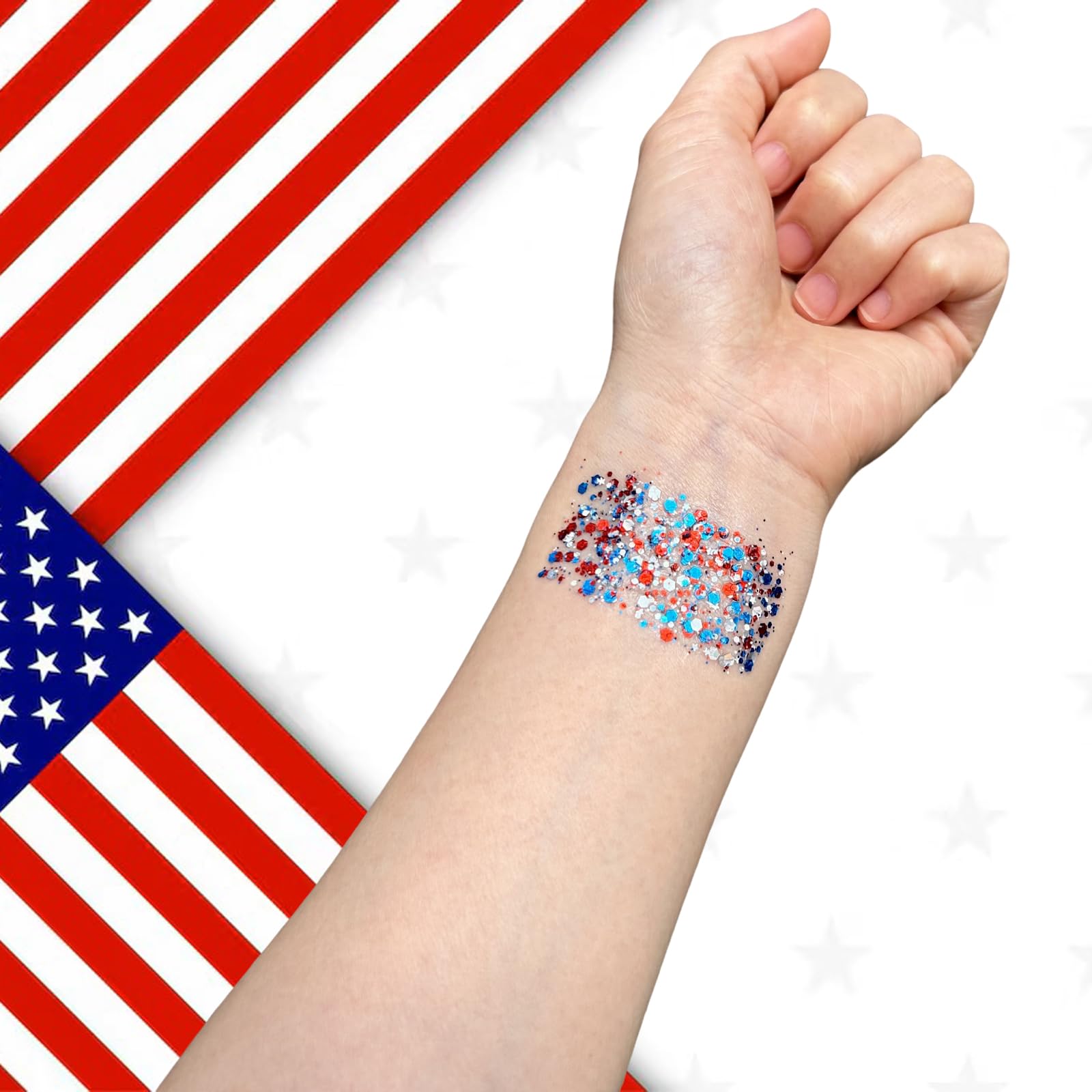 2026 World Cup & America250 Glow Sticks – Shiny Sequins Face & Body Hair Accessories