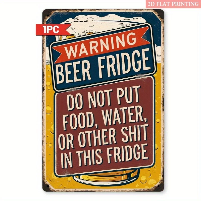 Funny Beer Warning Fridge Magnet Retro Tin Metal Signs Home Décor 8x12