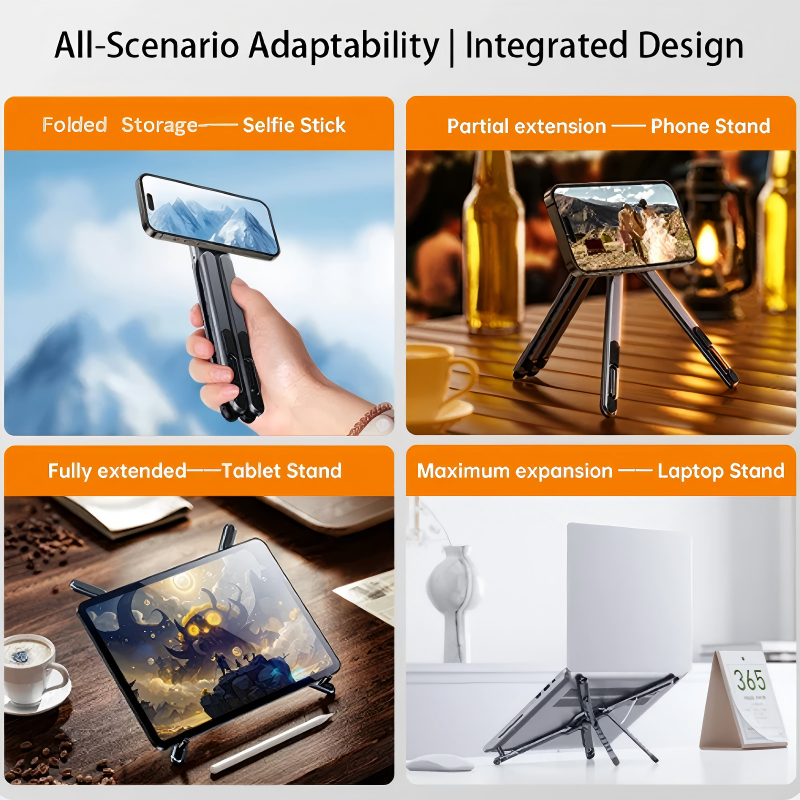 50% OFF! All-In-One Aluminum Phone/Laptop/Tablet Stand, Pocket-Sized Magnetic Mount, Secure Hold Against Knocks