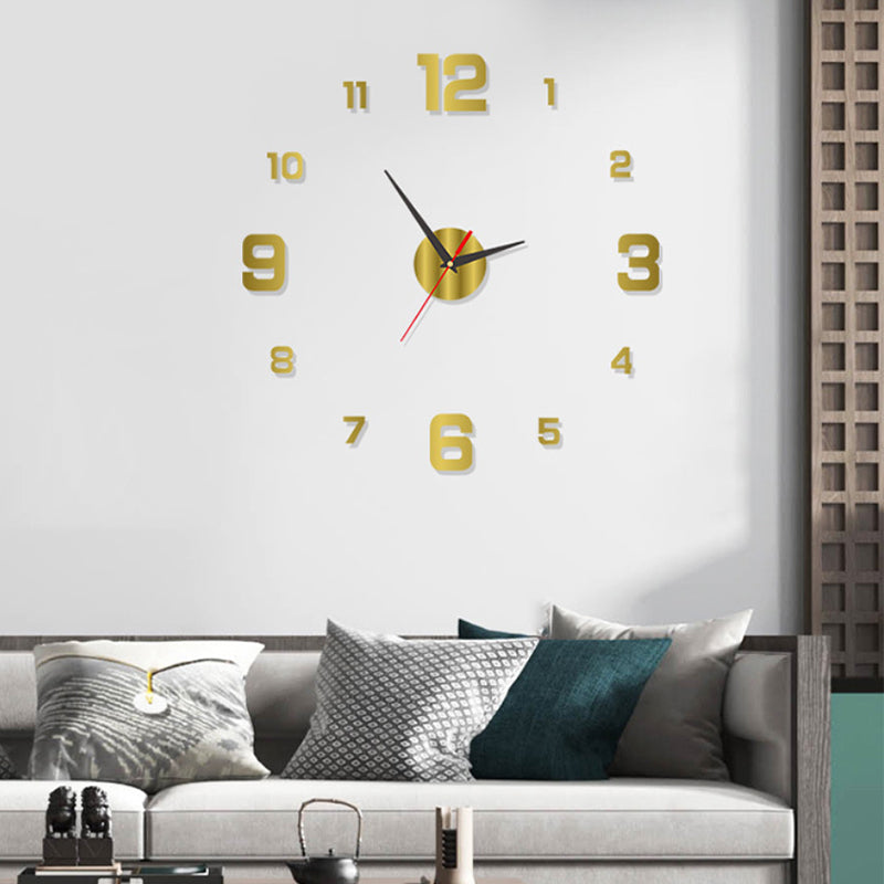 3D DIY Luminous Acrylic Wall Clock Set, Silent Frameless Mirror Quartz Clock, Self-Adhesive Decorative Clock for Living Room Bedroom Office