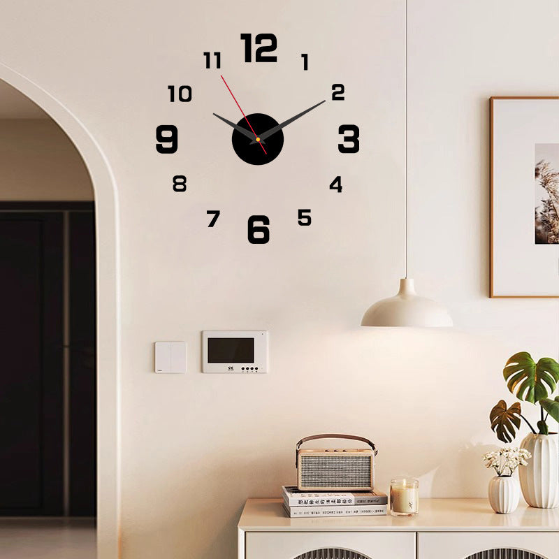 3D DIY Luminous Acrylic Wall Clock Set, Silent Frameless Mirror Quartz Clock, Self-Adhesive Decorative Clock for Living Room Bedroom Office