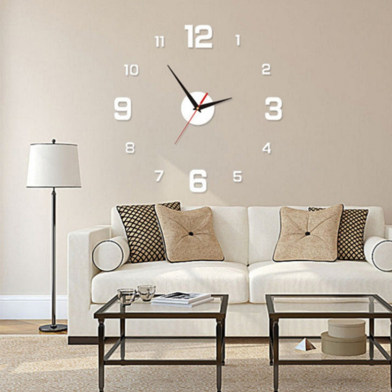 3D DIY Luminous Acrylic Wall Clock Set, Silent Frameless Mirror Quartz Clock, Self-Adhesive Decorative Clock for Living Room Bedroom Office