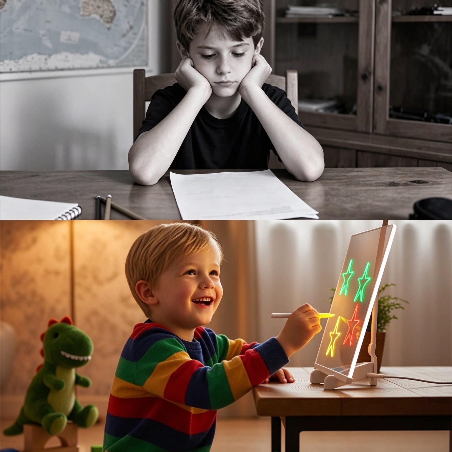 LED Color Glow Note Board, Erasable Acrylic Glowing Art Board for Children & Family Messages