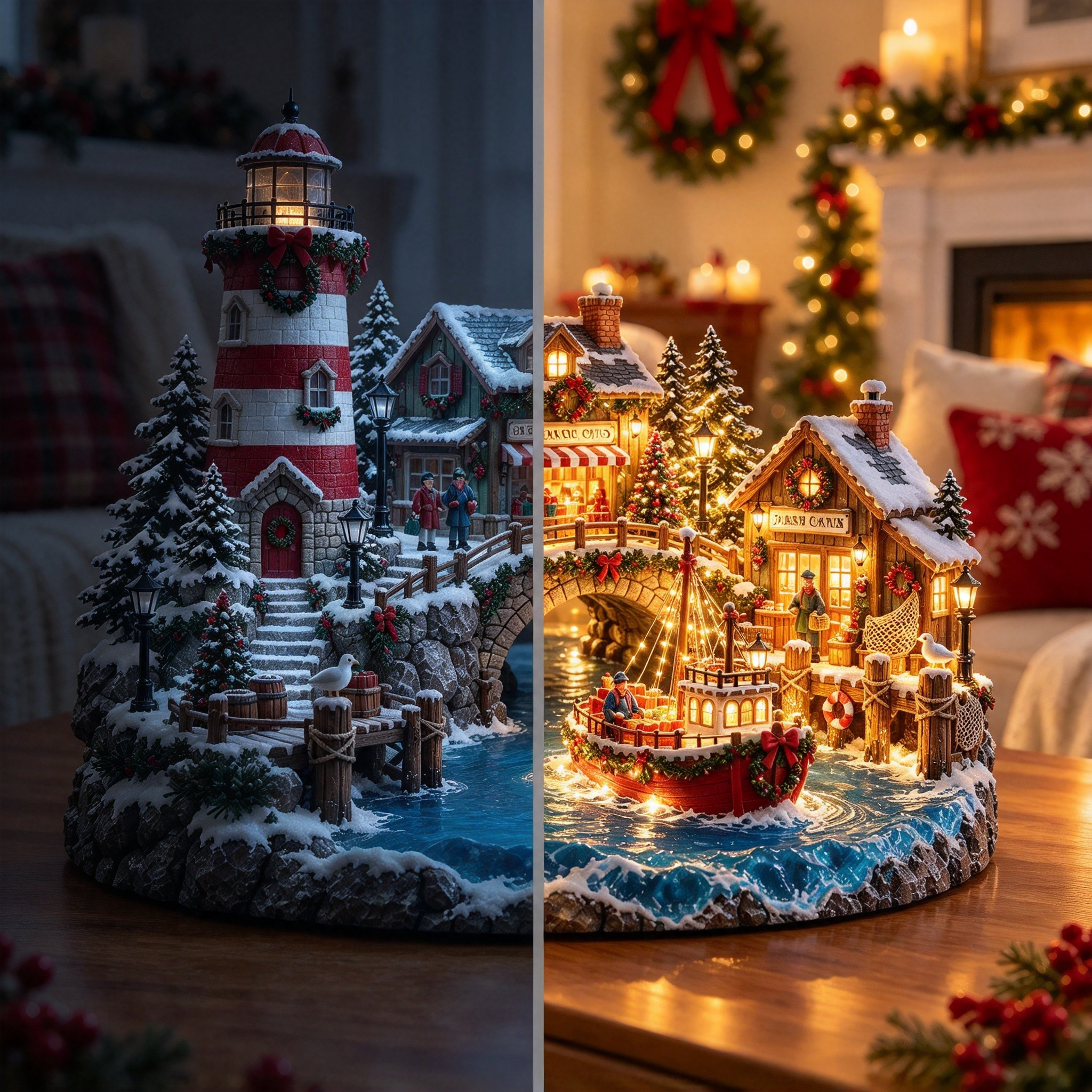 🗼🌊 Christmas Lighthouse Harbor Village