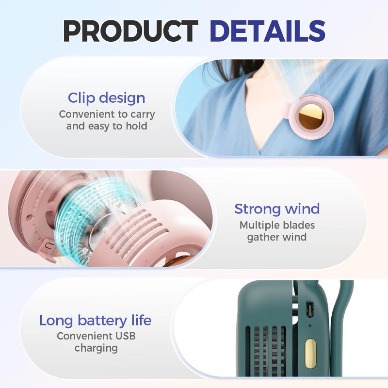 Portable 3-Speed Wearable Fan