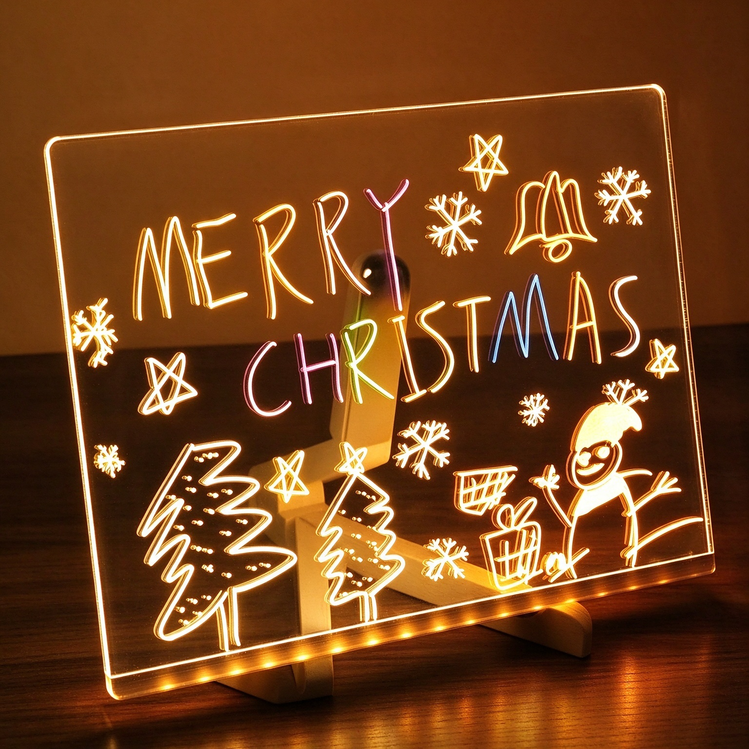 LED Color Glow Note Board, Erasable Acrylic Glowing Art Board for Children & Family Messages