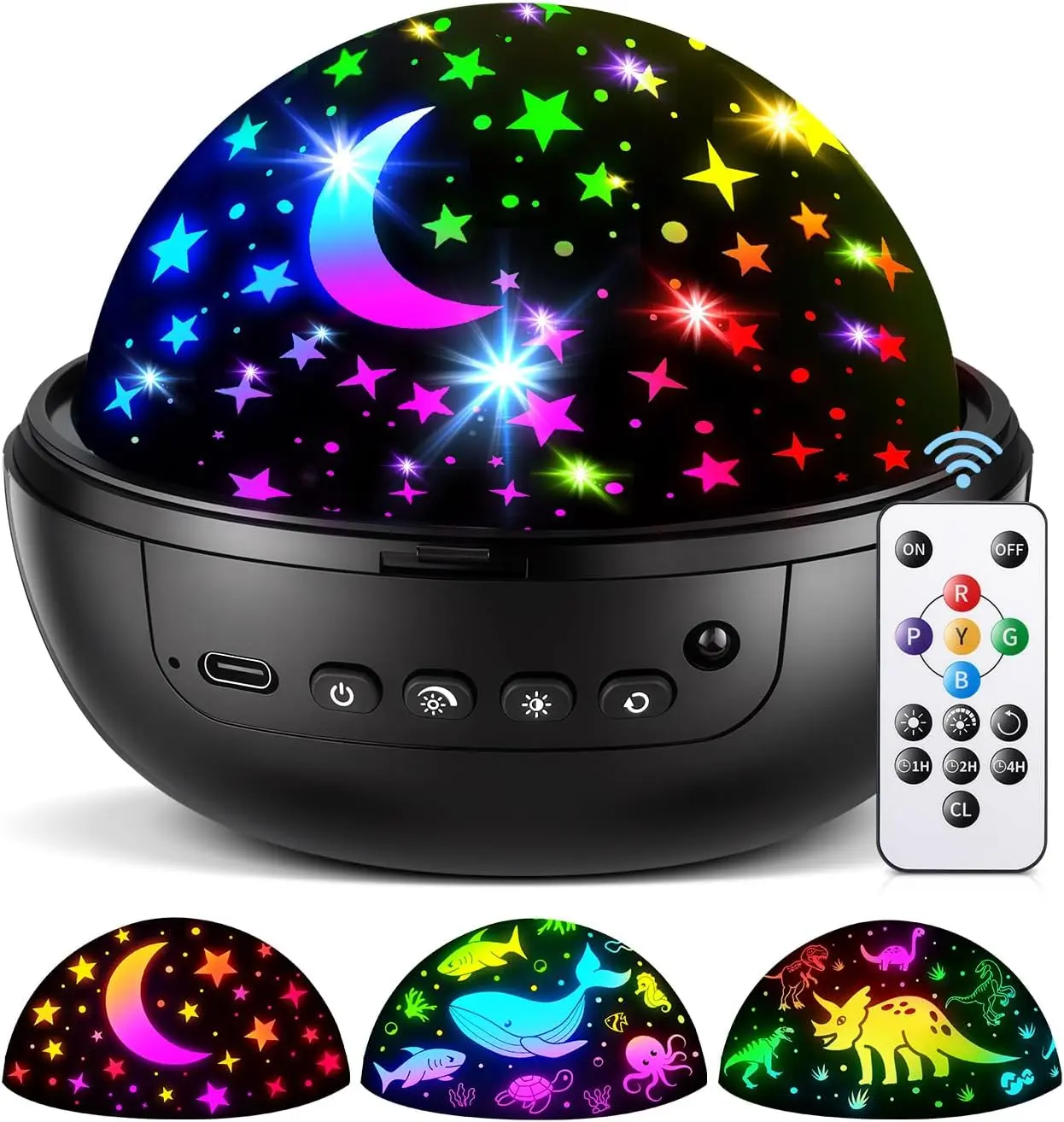 OneFire Kids Night Light Projector with Films & Dimmable Stars