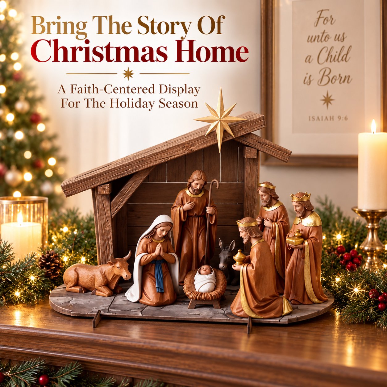 Traditional Christmas tabletop scene