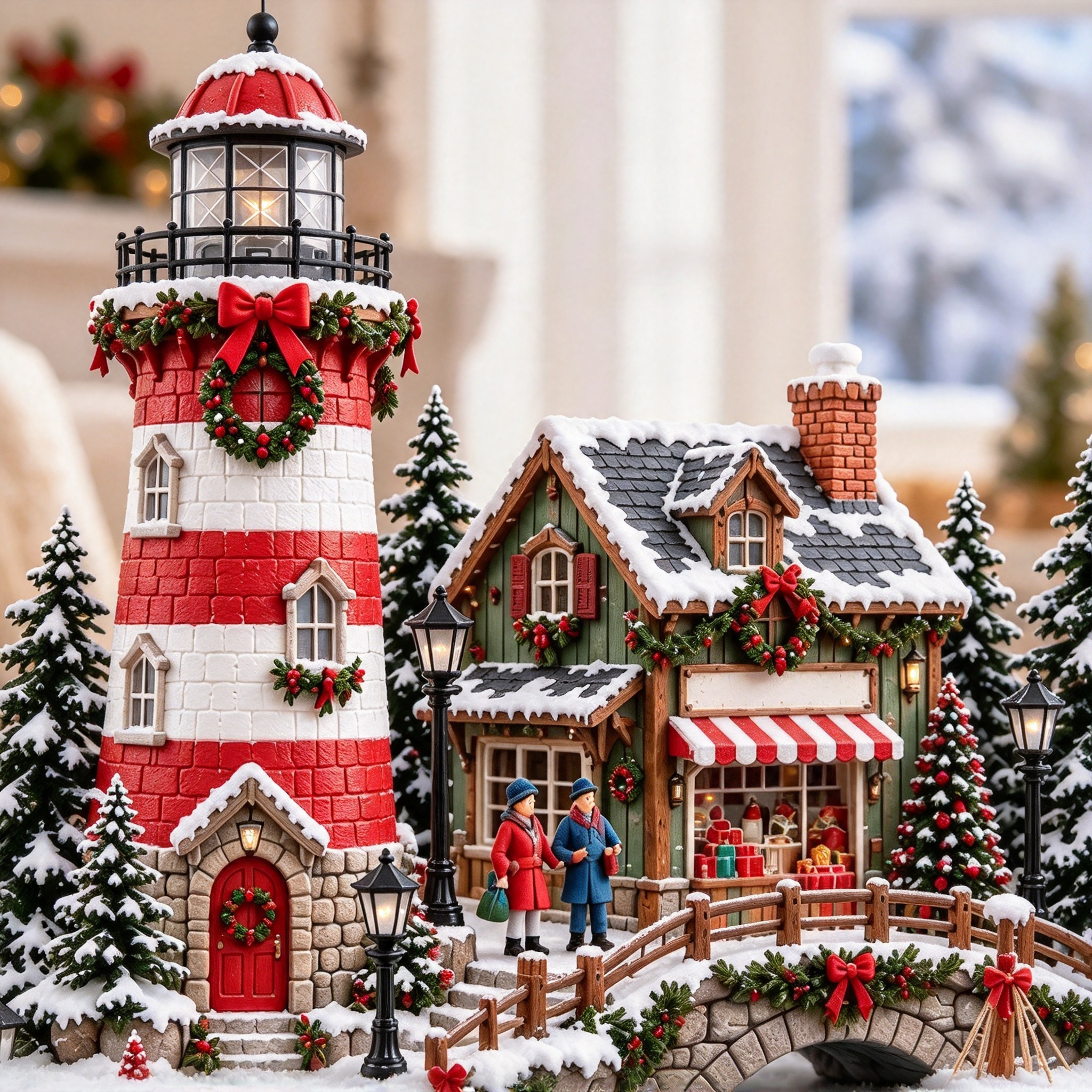 🗼🌊 Christmas Lighthouse Harbor Village