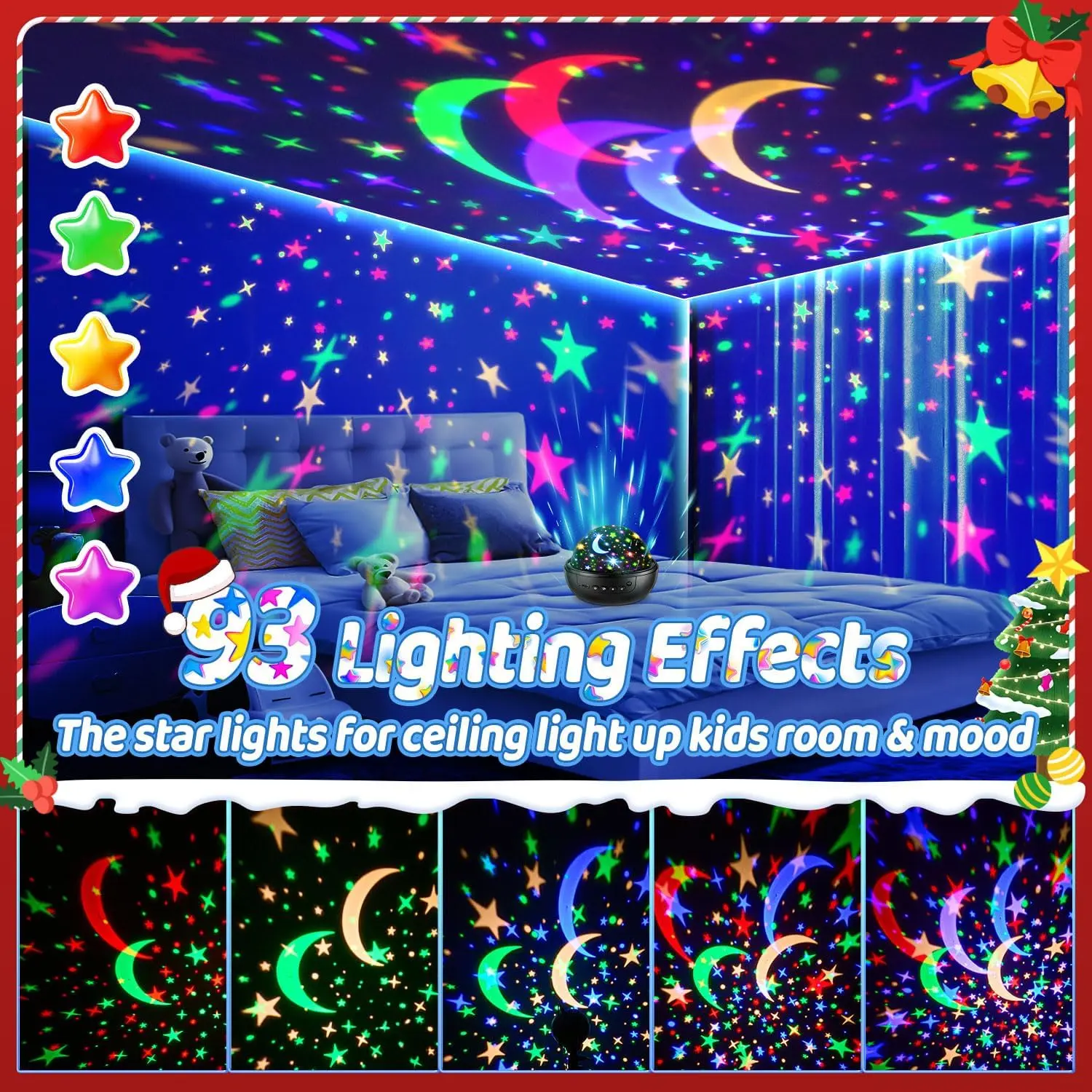 OneFire Kids Night Light Projector with Films & Dimmable Stars