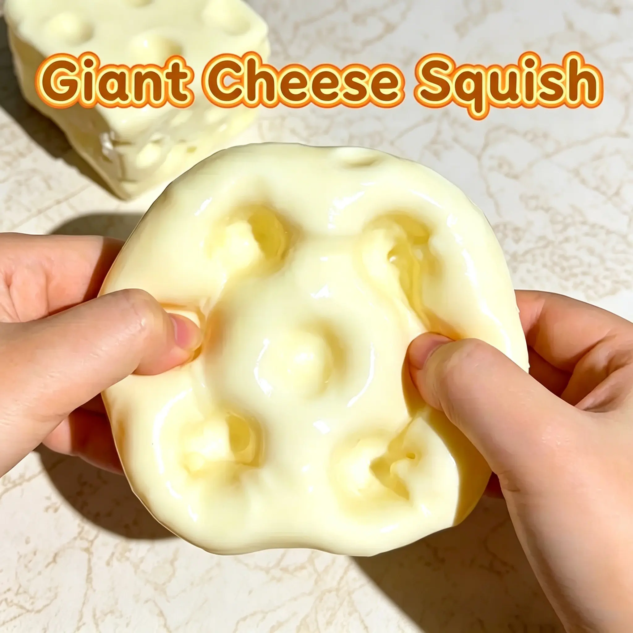 Squishy Cheese Block Yellow Fidget Toy for Stress Relief